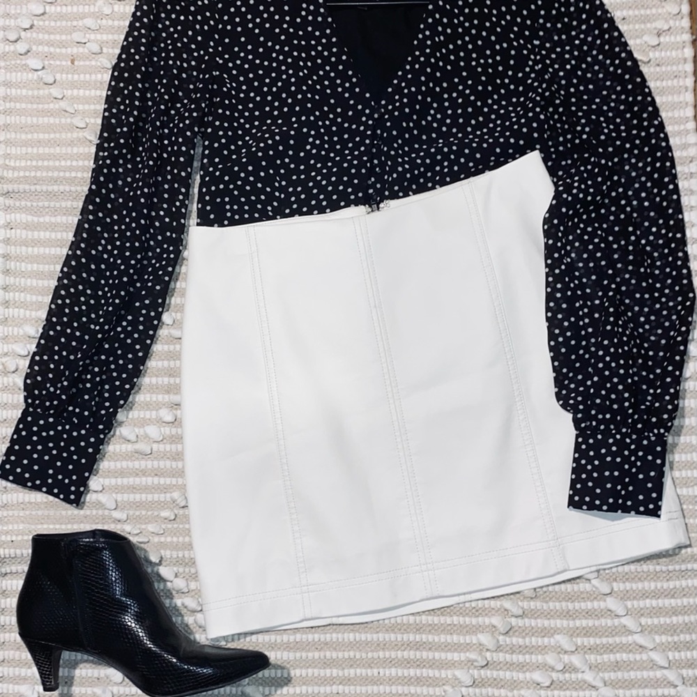 Free People Faux White Leather Skirt